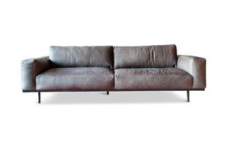 3-Sitzer-Sofa Almond aus grauem Leder