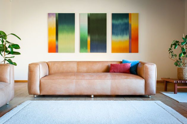Dreisitzer Sofa aus Kamel-Leder Krieger