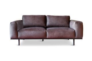 Almond Ledersofa grau