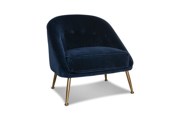 Blauer Samt-Sessel Barnolomeo