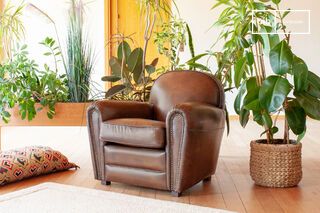 Club-Sessel aus rehbraunem Leder English Coffee