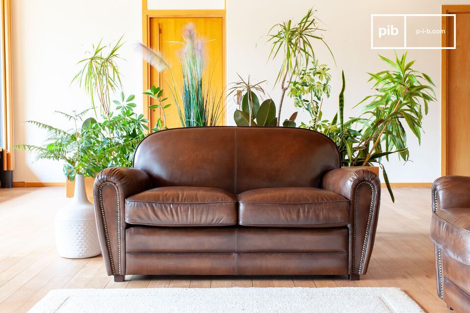 Club-Sofa für 2 Personen aus rehbraunem Leder English Coffee