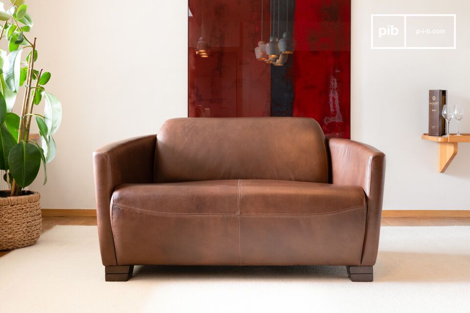2-Sitzer Sofa aus Haselnussleder Red Baron