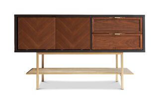 Dielenmöbel aus dunklem Holz Neutra