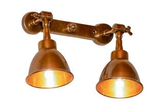Doppel-Bistro-Wandlampe aus gealtertem Messing