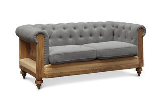 Graues Chesterfield Montaigu 2-Sitzer Sofa