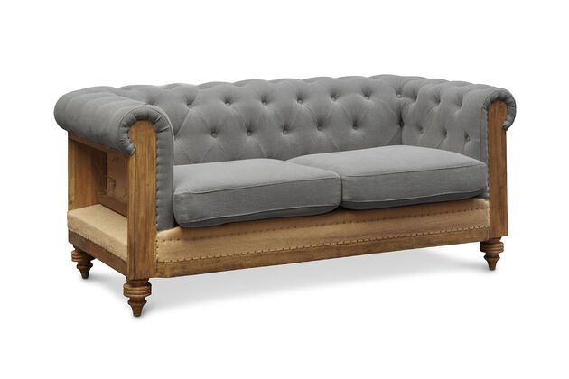 Graues Chesterfield Montaigu 2-Sitzer Sofa