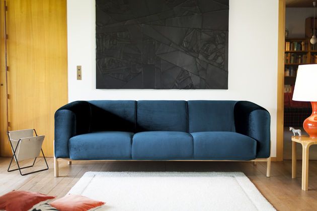 3-Sitzer Sofa aus blauem Samt Viela
