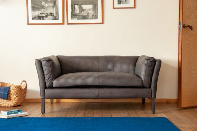 Zweisitzer Sofa aus grauem Leder Hamar