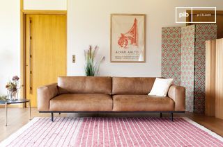 3-Sitzer Sofa aus Havanna-Leder Almond
