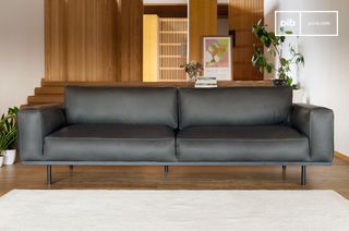 Mandel-3-Sitzer-Sofa in Graphit Leder