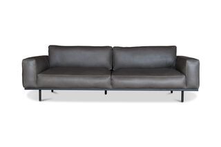 Mandel-3-Sitzer-Sofa in grauem Leder