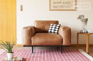 Mandel-Sessel aus braunem Leder