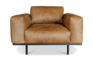 Mandel-Sessel aus braunem Leder