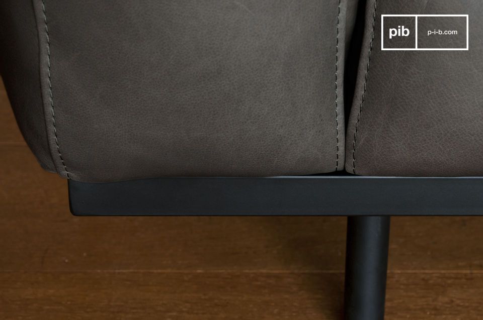 Mandel Sessel aus Graphit Leder - 2