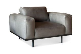 Mandel Sessel aus grauem Leder