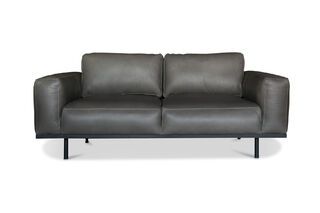 Mandel Sofa aus grauem Leder