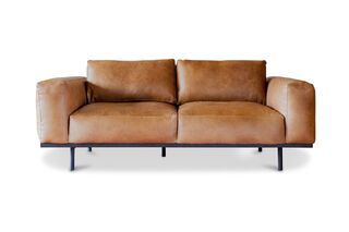 Mandel Sofa in braunem Leder