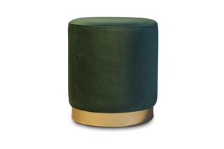 Grüner Samtpouf aus Messing Dallas