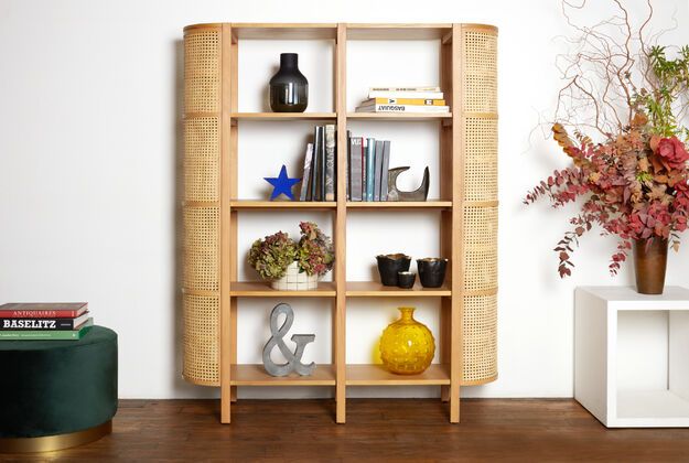 Regal aus massivem Buchenholz und Rattan Baerum
