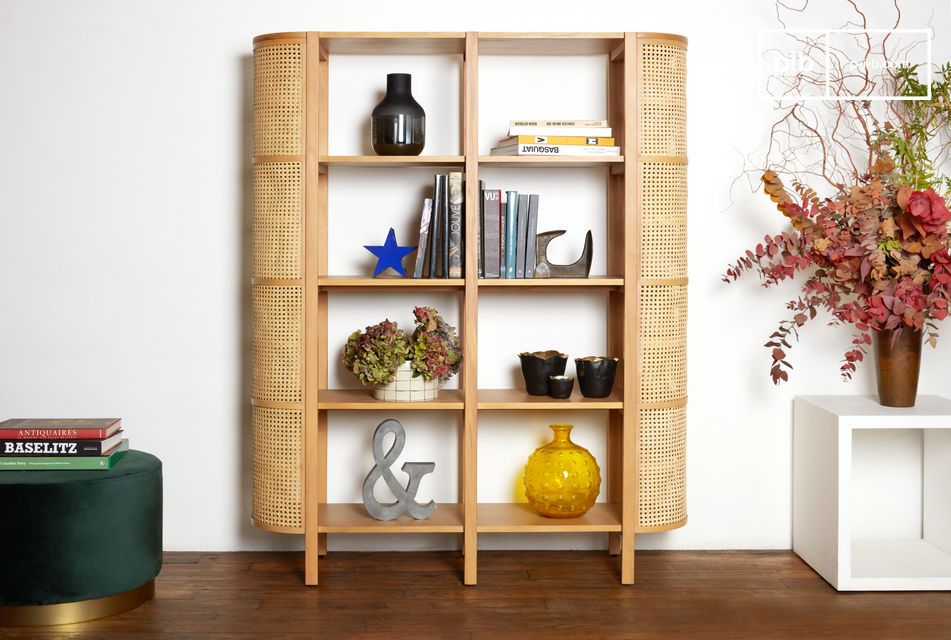 Regal aus massivem Buchenholz und Rattan Baerum