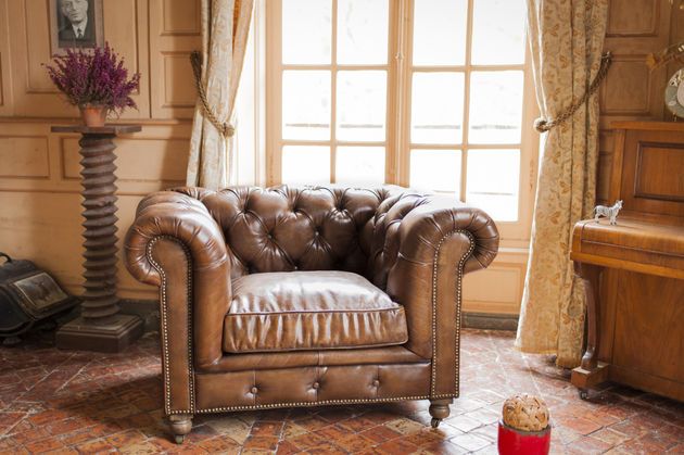 Chesterfield-Sessel aus rehbraunem Leder Saint Paul