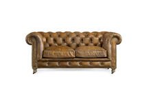 Chesterfield-Zweisitzer-Sofa aus rehbraunem Leder