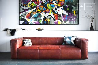 3-Sitzer Sofa aus Mahagonileder Krieger