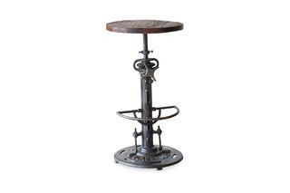 Verstellbarer hoher Teakholzhocker Salvage